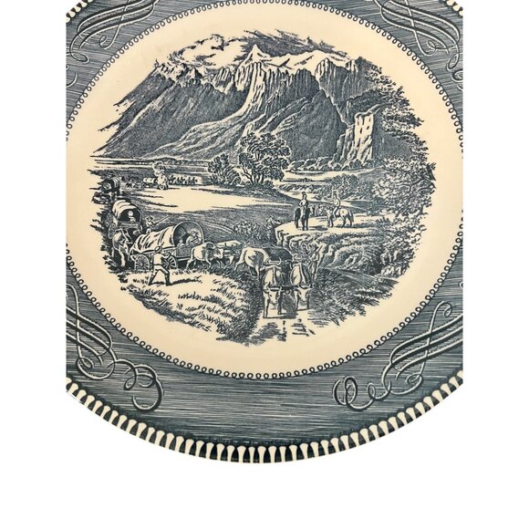 Vtg Currier and Ives By Royal Serving Platter The Rocky Mountains Pattern 10.5" - Picture 6 of 6